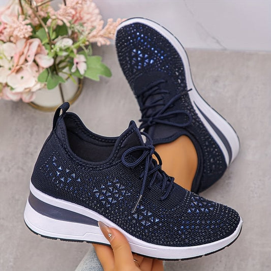 🔥Laatste dag-actie 50% KORTING – Casual damesmode, ademende orthopedische sneakers met strassversiering