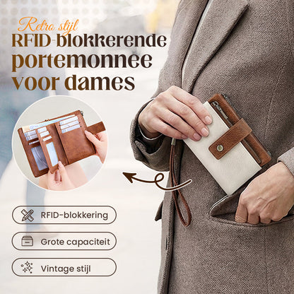 ⏰50% korting!👜🔐Retro RFID-blockerende Tri-fold Portemonnee voor Dames – stijlvol, ruim & veilig