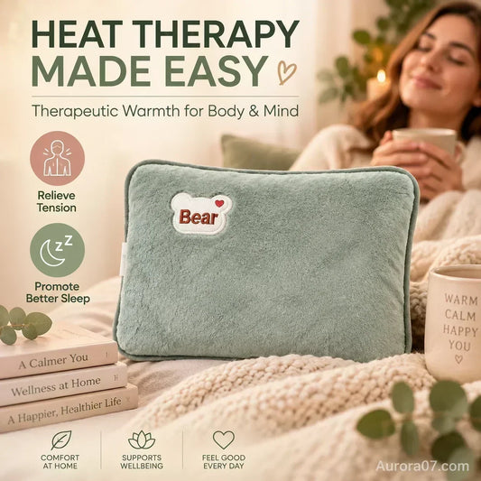 📢📢 50% KORTING🔥 Oplaadbare elektrische warmwaterkruik in grijs – handwarmer, bedwarmer en verwarmend massagekussen met hoes.