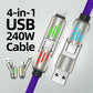 🔥4-in-1 USB-oplaadkabel mFish snelladen MAX 240W