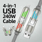 🔥4-in-1 USB-oplaadkabel mFish snelladen MAX 240W