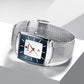 Heren Ultradunne Vierkante Quartzhorloge met Meshband