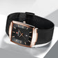 Heren Ultradunne Vierkante Quartzhorloge met Meshband
