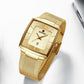 Heren Ultradunne Vierkante Quartzhorloge met Meshband