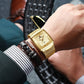 Heren Ultradunne Vierkante Quartzhorloge met Meshband