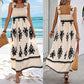 Vrouwen Zomerprint Mouwloze Flowy Lange Jurk