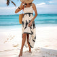 Vrouwen Zomerprint Mouwloze Flowy Lange Jurk