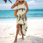 Vrouwen Zomerprint Mouwloze Flowy Lange Jurk