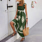 Vrouwen Zomerprint Mouwloze Flowy Lange Jurk