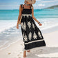 Vrouwen Zomerprint Mouwloze Flowy Lange Jurk