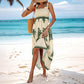 Vrouwen Zomerprint Mouwloze Flowy Lange Jurk
