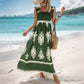 Vrouwen Zomerprint Mouwloze Flowy Lange Jurk