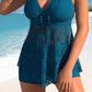 🏖️Hot Sale 50% korting💕 Dames tweedelig badpak: top met V-hals en kanten afwerking + boyshorts