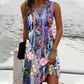 Damesjurken met mouwen met v -neckline en print