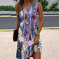 Damesjurken met mouwen met v -neckline en print