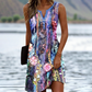 Damesjurken met mouwen met v -neckline en print