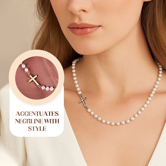 ✨Dames Elegante Kruis Synthetische Parel Ketting