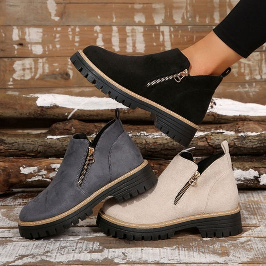 Damschoenen met ronde neus en ritssluiting aan de zijkant