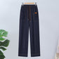 Broek met hoge taille en rechte pijpen en trekkoord