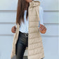 Lang gewatteerd vest met rits voor dames