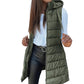 Lang gewatteerd vest met rits voor dames