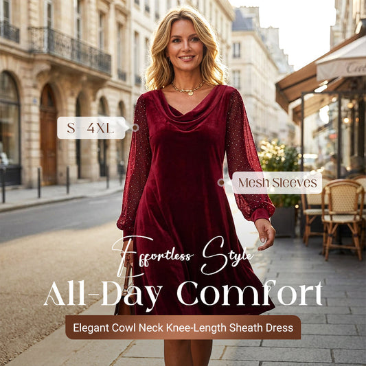 Elegante knielange kokerjurk met colkraag voor dames