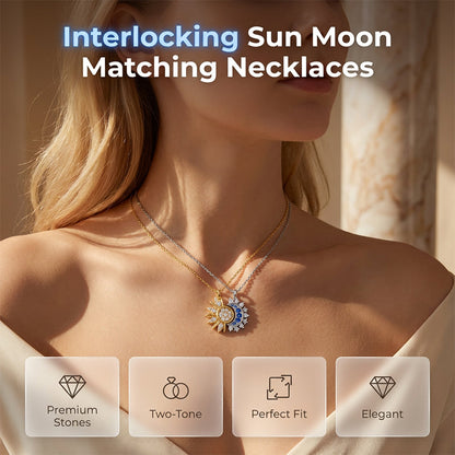 🌙 TIJDELIJKE AANBIEDING: 57% KORTING! 💎 Set met zon- en maanhanger – in elkaar grijpend, met strass en tweekleurig ✨