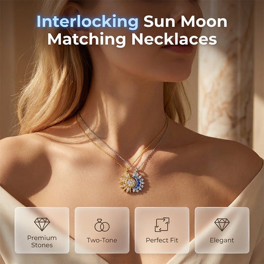 🌙 TIJDELIJKE AANBIEDING: 57% KORTING! 💎 Set met zon- en maanhanger – in elkaar grijpend, met strass en tweekleurig ✨
