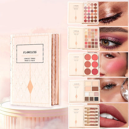 🎁 Sinterklaasactie: 50% korting💄 Magisch make-upboek: complete make-uppaletten set met oogschaduw, lipgloss, poederblush en highlighter.