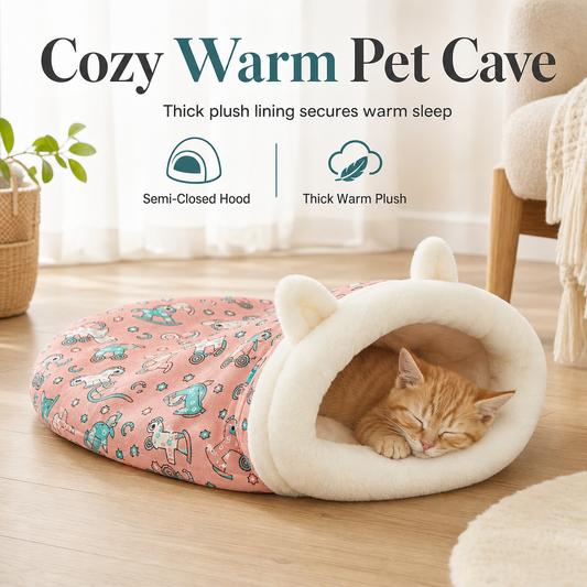 🛏️ Waarom zou je huisdier op een koude cushion slapen? Deze zelfdragende hol-bed slaapzak lokt ze naar binnen en houdt de warmte vast. Heerlijk voor koude nachten!