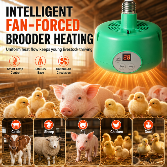 🐣 50% korting! Huisdier verwarmingslamp – digitale temperatuurregeling, ventilatorcirculatie & E27 fitting. Gelijkmatige warmte voor kuikens & reptielen – veilig & geïsoleerd! ✨🌡️