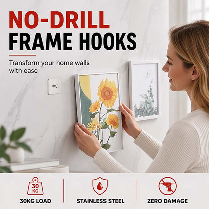 Borenvrije ophanghaak – zwaar gebruik, zelfklevend & RVS. Hang wandkunst op zonder gaten of schade. Voor keuken, badkamer & woonkamer! ✨🖼️