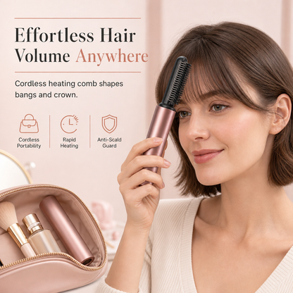 Direct Meer Volume! Draadloze Verwarmde Stylingkam voor Pony & Kruin