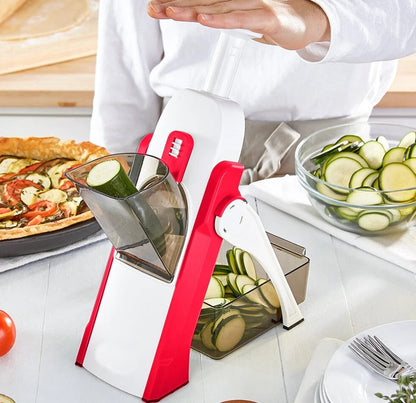 ⏳Tijdelijke aanbieding⏳ Multifunctionele groentesnijder – diverse snijvormen, roestvrijstalen messen en opvangbak voor in de keuken